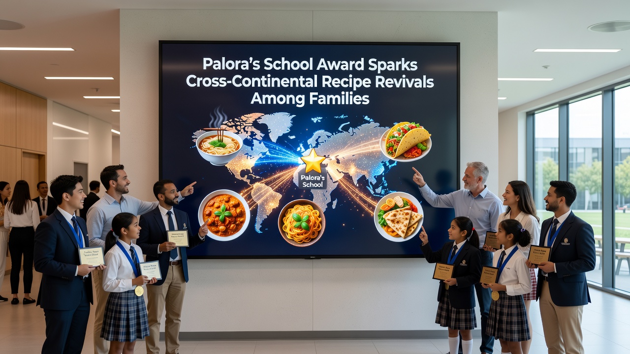 Cross-continental family video call showing shared recipe preparation inspired by the Palora award